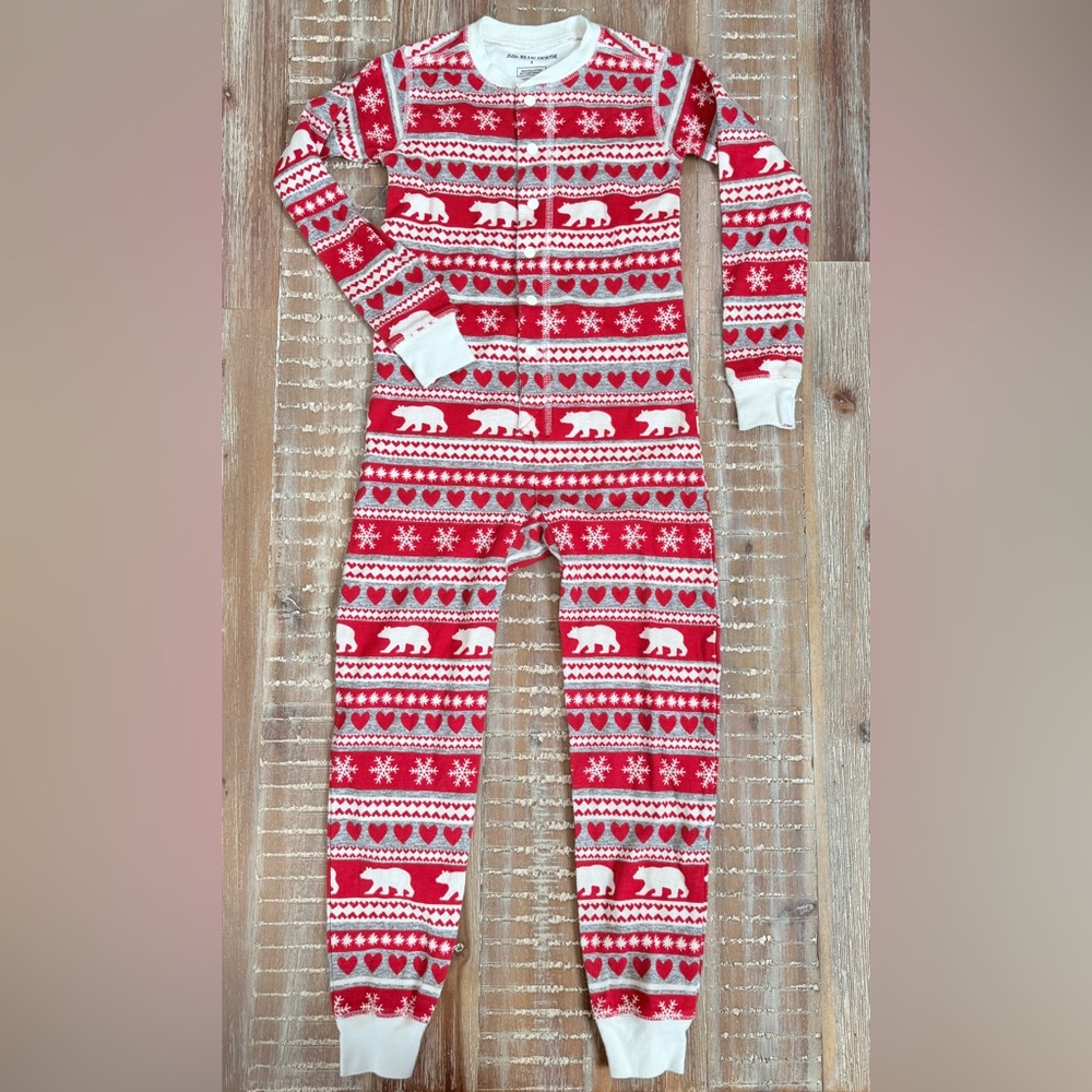 Little Blue House One Piece Pajamas Long Sleeve Sleeper Christmas Bear Hearts
